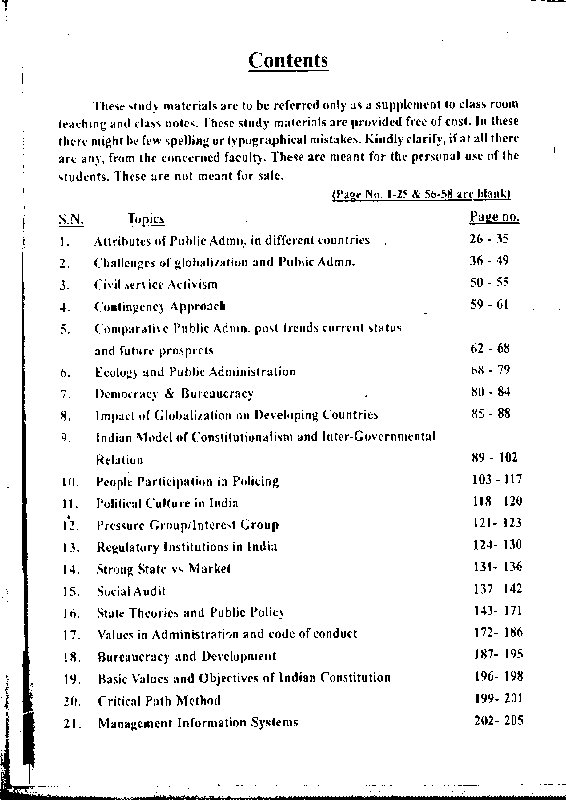 Public Administration Notes sample page 1