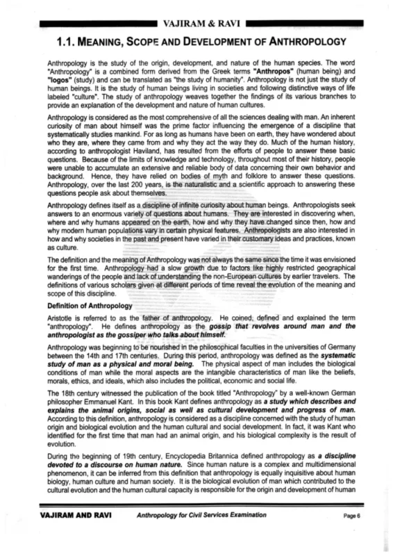 Vajiram Anthropology Notes sample page 4