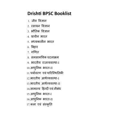 Drishti BPSC Booklist 1
