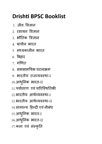 Drishti BPSC Booklist 1