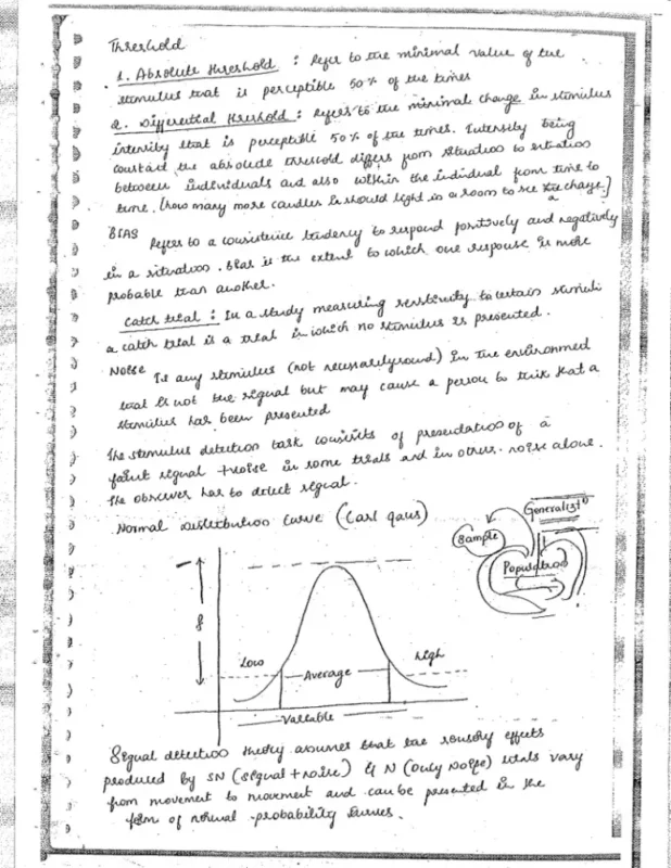 Psychology Handwritten Notes sample page 1