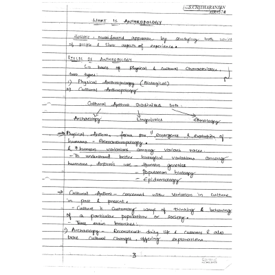 S. Chitranjan Anthropology Handwritten Notes S2