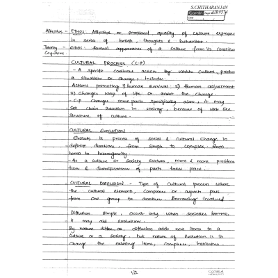 S. Chitranjan Anthropology Handwritten Notes S3