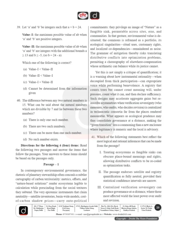 Drishti CSAT Test Series sample page 7