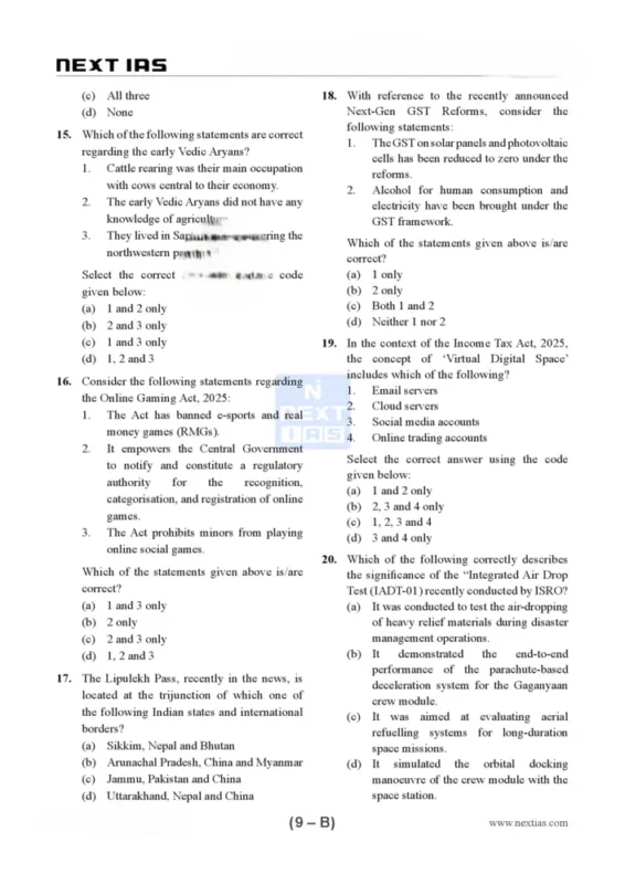 Next IAS Prelims Test Series sample page 3