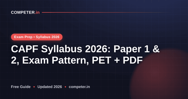 CAPF Syllabus 2026: Paper 1 & 2, Pattern, PET + PDF