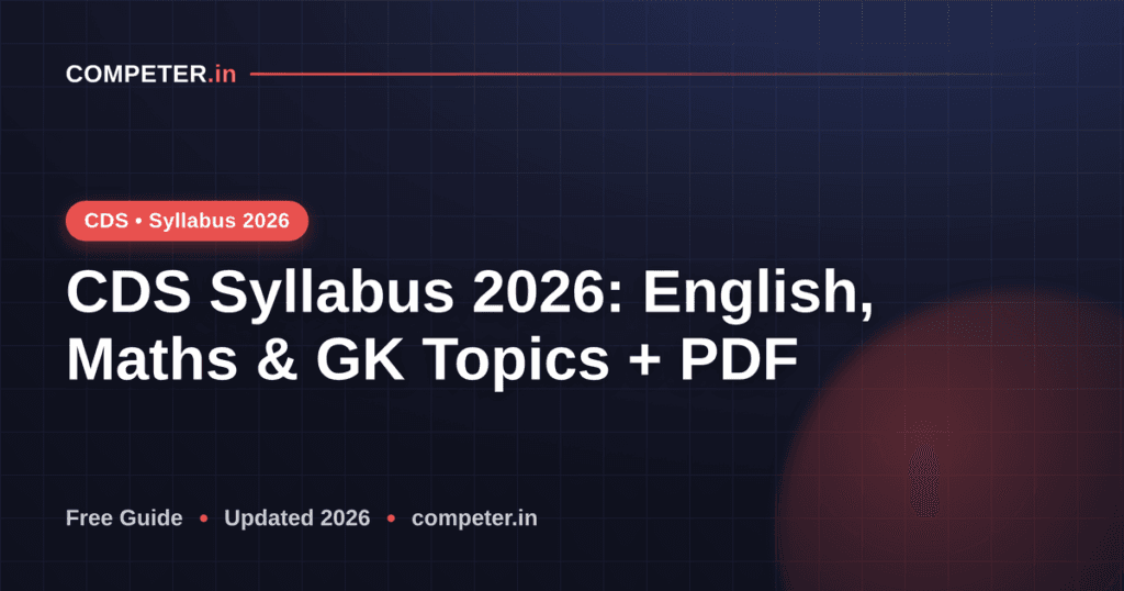 CDS Syllabus 2026: English, Maths & GK Topics + PDF