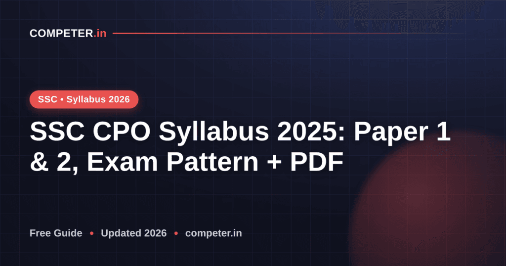 SSC CPO Syllabus 2025: Paper 1 & 2, Exam Pattern + PDF