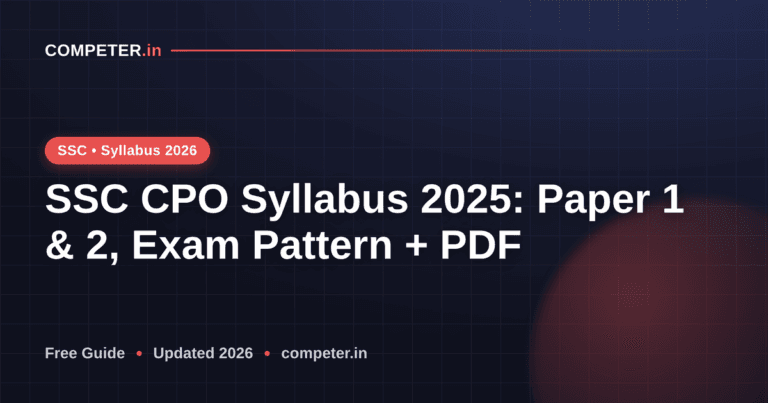 SSC CPO Syllabus 2025: Paper 1 & 2, Exam Pattern + PDF