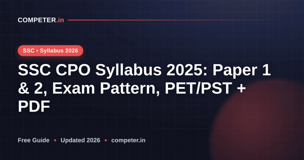 SSC CPO Syllabus 2025: Paper 1 & 2, Exam Pattern, PET/PST + PDF