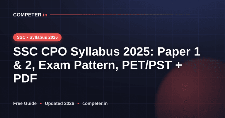SSC CPO Syllabus 2025: Paper 1 & 2, Exam Pattern, PET/PST + PDF