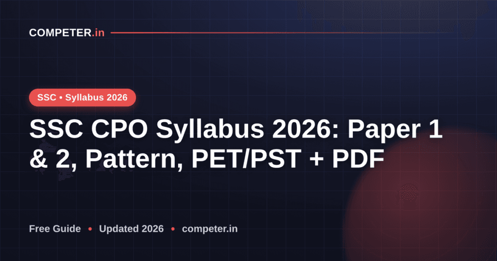SSC CPO Syllabus 2026: Paper 1 & 2, Pattern, PET/PST + PDF
