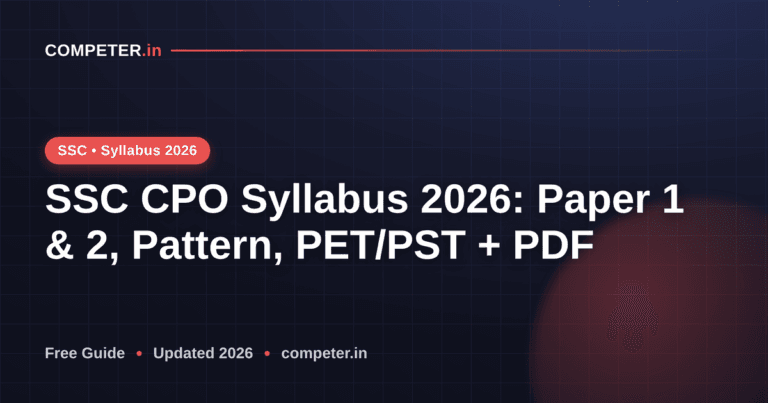SSC CPO Syllabus 2026: Paper 1 & 2, Pattern, PET/PST + PDF