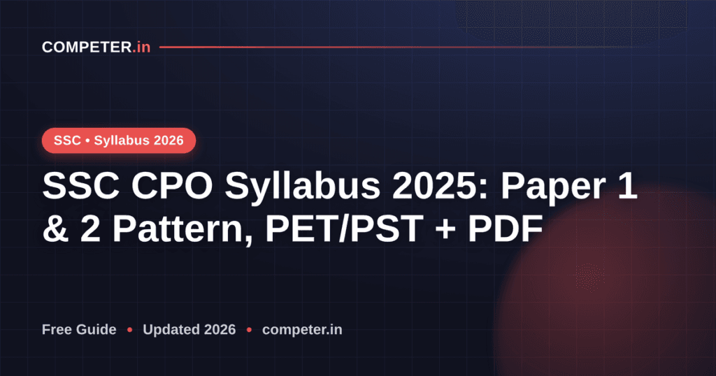 SSC CPO Syllabus 2025: Paper 1 & 2 Pattern, PET/PST + PDF