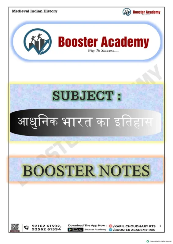 Booster Academy Adhunik Bharat Ka Itihas booklet cover