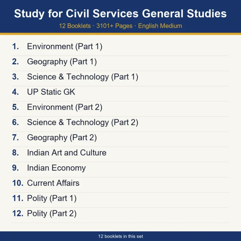 Study for Civil Services General Studies booklist - 12 booklets