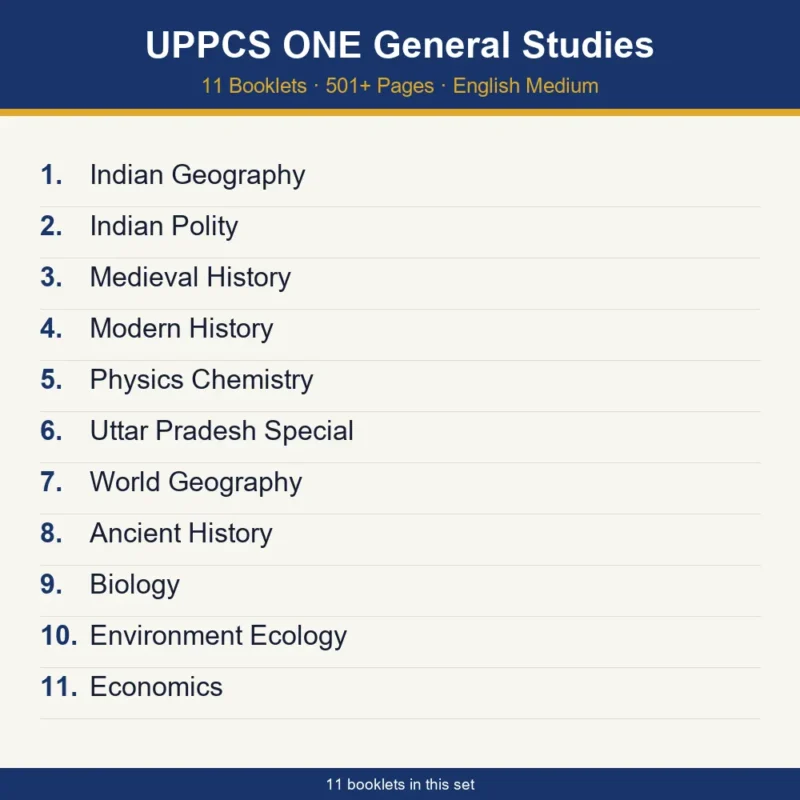UPPCS ONE General Studies booklist - 11 booklets