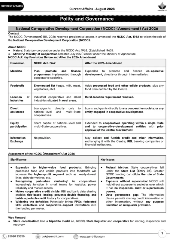 Saarthi IAS Current Affairs sample page 1