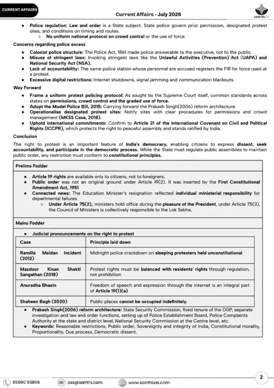 Saarthi IAS Current Affairs sample page 1