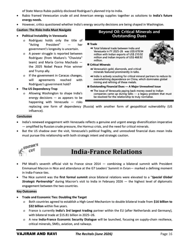 Vajiram and Ravi Current Affairs sample page 1